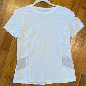 Lululemon White Shirt With Mesh Cutouts